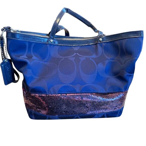 Coach Sequin Trim Signature Monogram Shoulder Bag - Picture 1 of 9